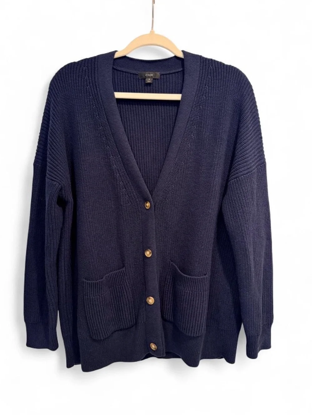 J.Crew Navy Cotton Cashmere Oversized Cardigan Sweater Size Small